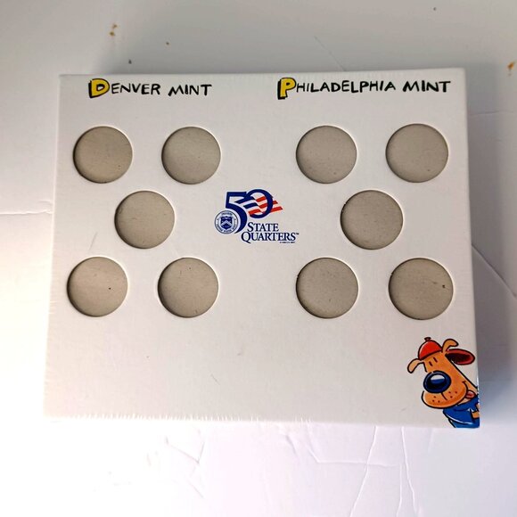 50 State Quarters Cardboard Holder w/State Stickers Denver and Phil Mints - Picture 1 of 2